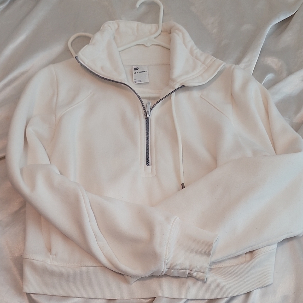 Womens White Quarter-Zip Pullover Sweater